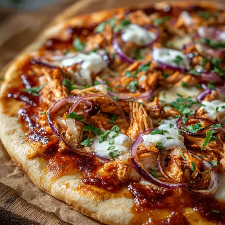 Délicieuse Pizza BBQ au Poulet et Oignon Rouge