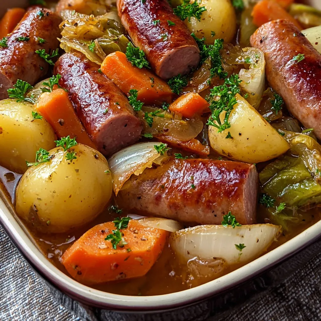 Délicieuse potée de saucisses aux légumes de saison