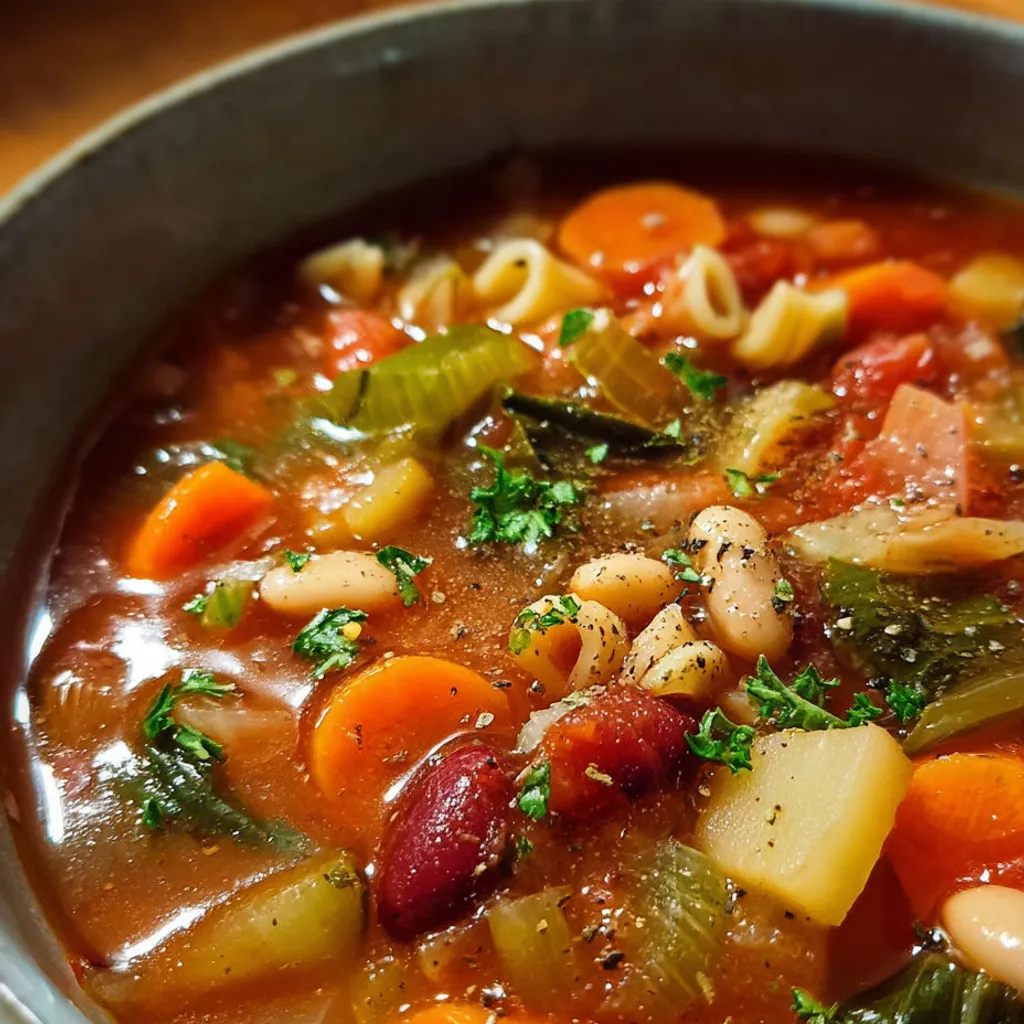 Délicieuse soupe minestrone automnale aux légumes frais