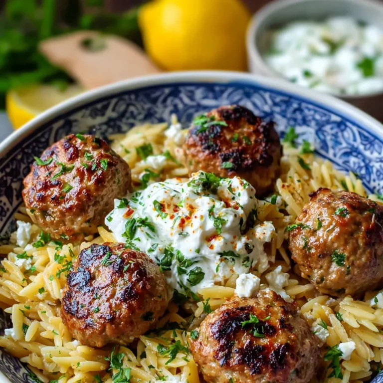 Délicieuses boulettes grecques avec orzo au citron.