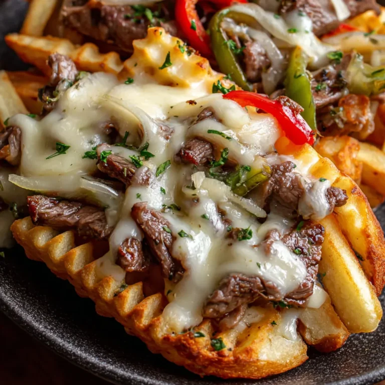 Délicieuses frites au fromage avec steak à Philadelphie