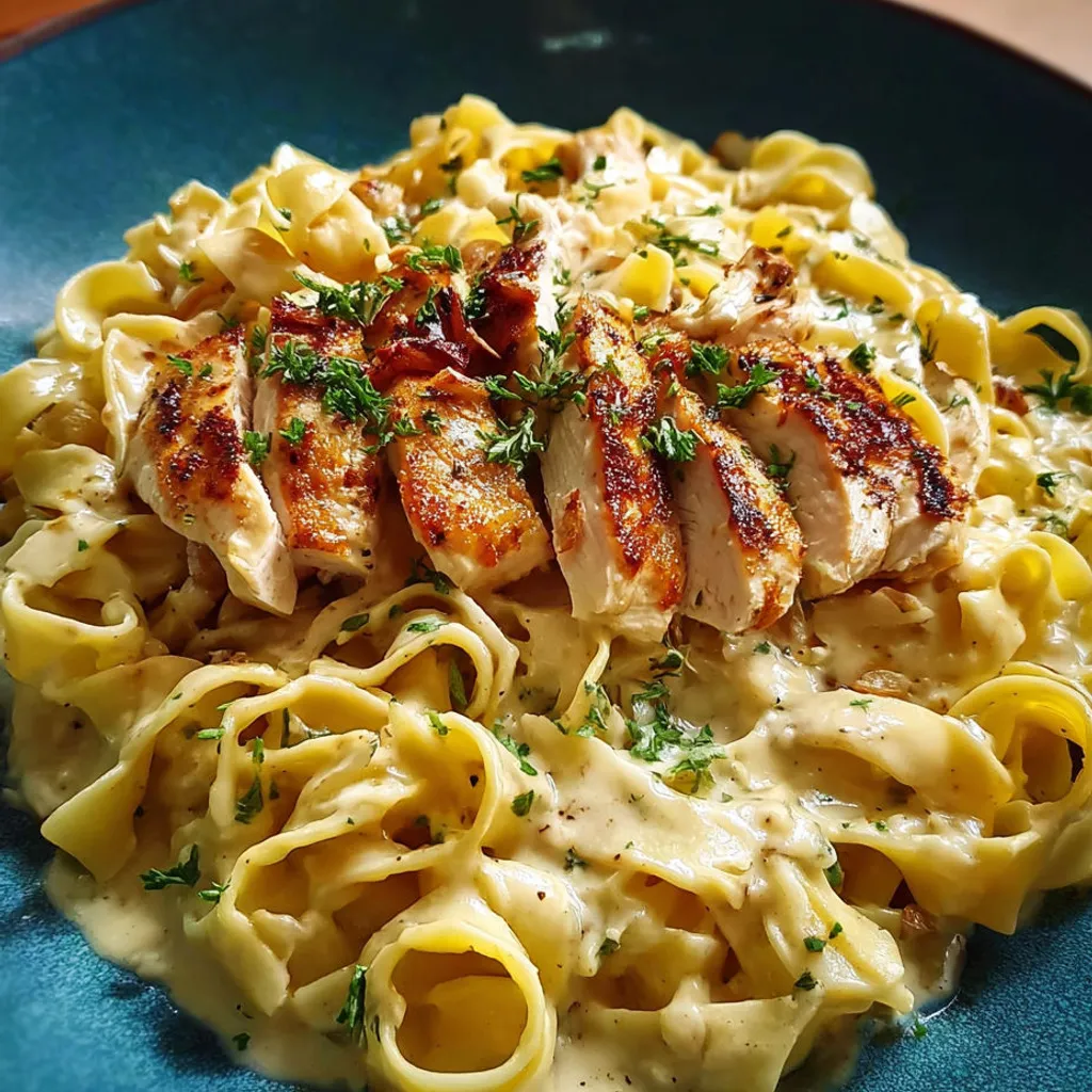 Délicieuses tagliatelles crémeuses au poulet: recette facile et savoureuse
