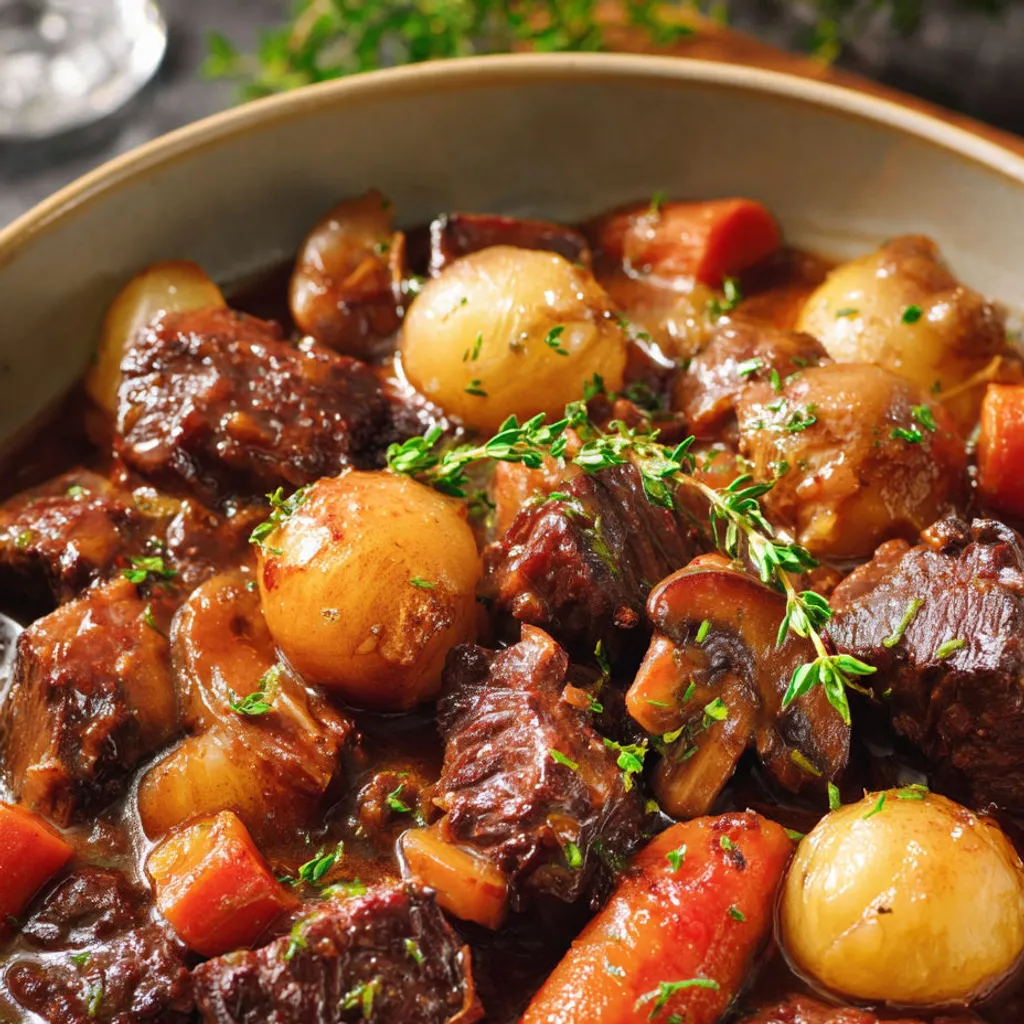 Délicieux bœuf bourguignon cuit à l'airfryer en un éclair