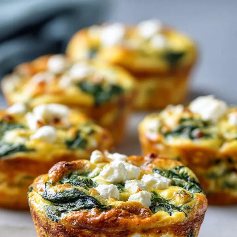 Délicieux muffins aux épinards, feta et œufs: recette facile.
