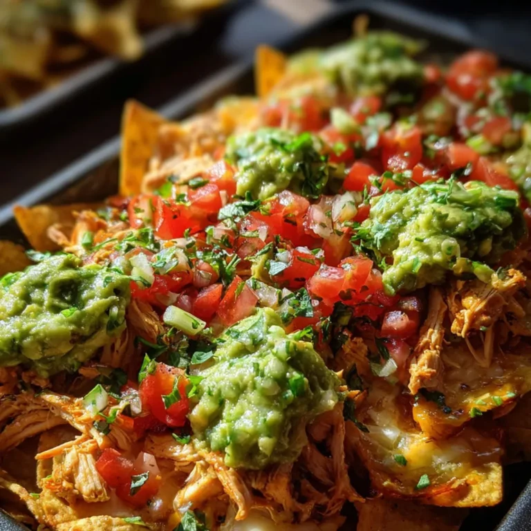 Délicieux nachos au poulet avec guacamole et wasabi