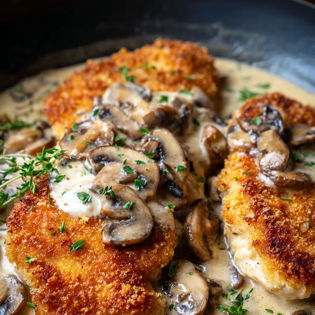 Délicieux poulet croustillant aux champignons: recette facile à savourer