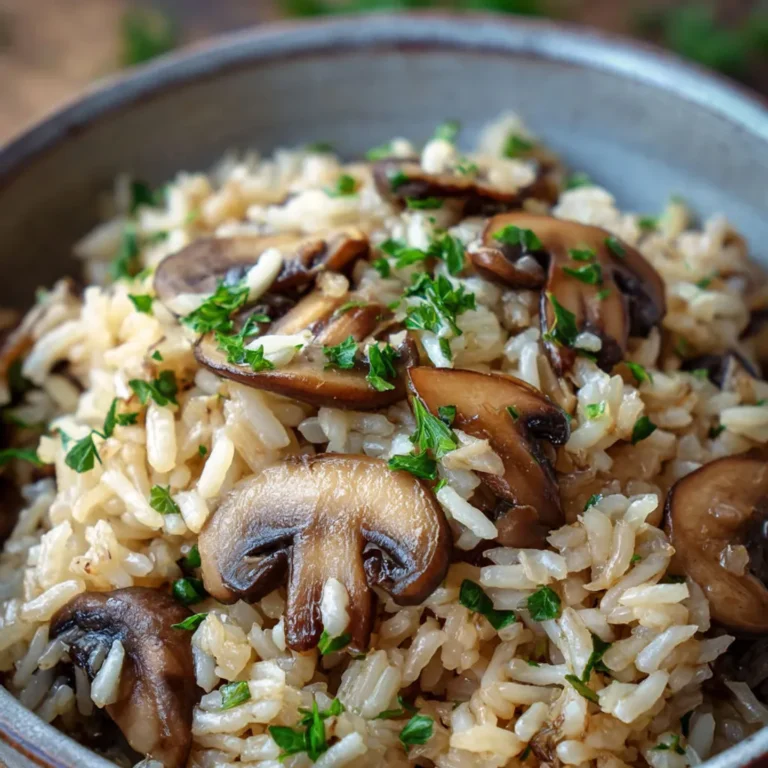 Délicieux riz sauté aux champignons, oignons et ail