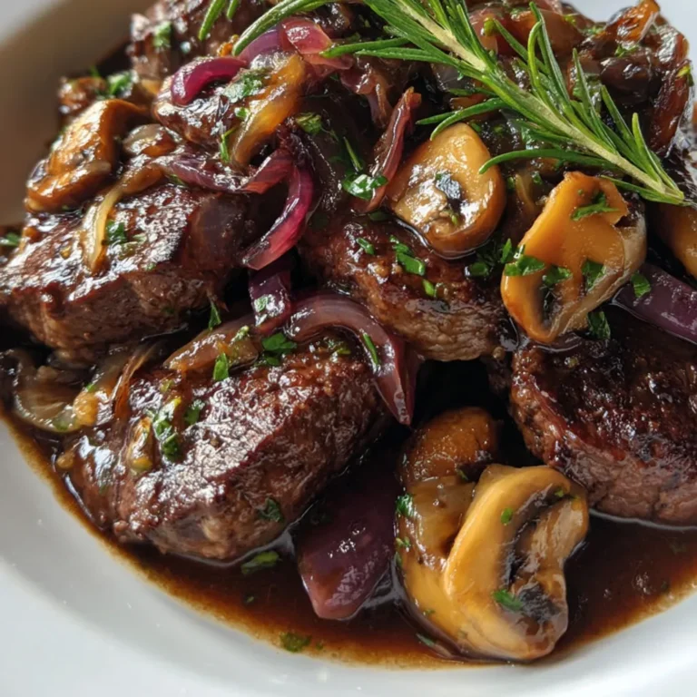 Délicieux sauté de bœuf aux oignons caramélisés