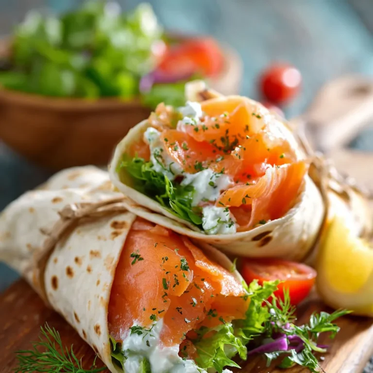 Délicieux wraps au saumon, fromage frais et herbes