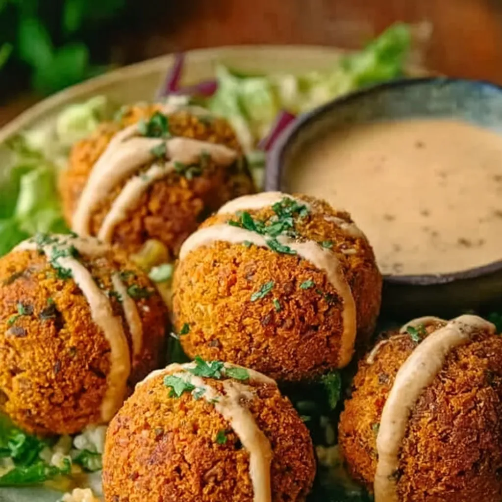 Falafels croustillants cuits à l'air avec sauce tahini