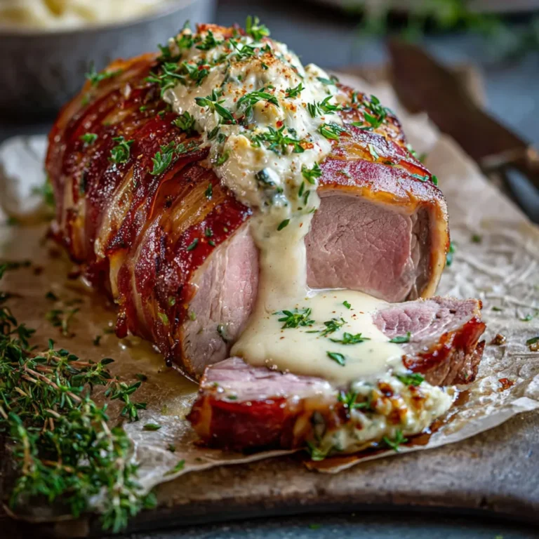 Filet mignon de porc au Boursin et lard croustillant