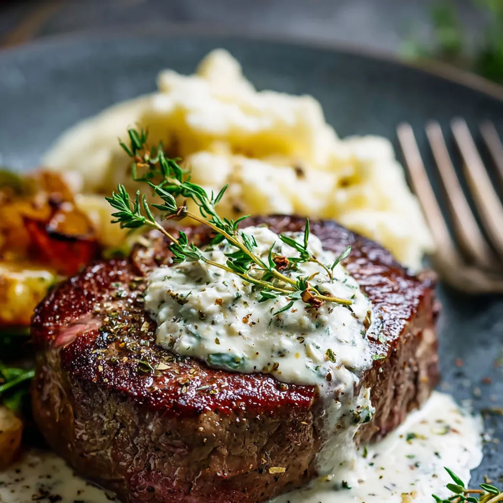 Filet mignon fondant au Boursin et aromates succulents