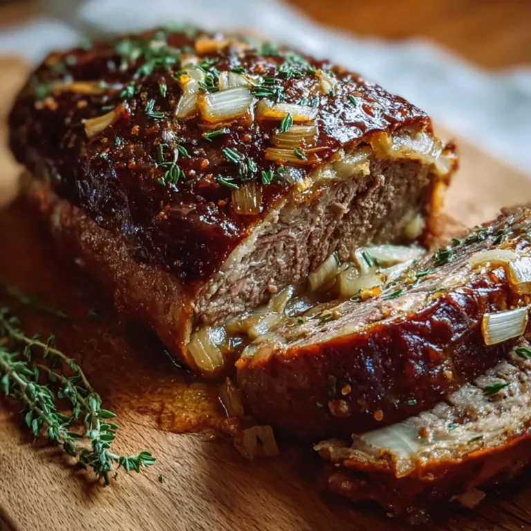 Pain de viande savoureux aux oignons caramélisés