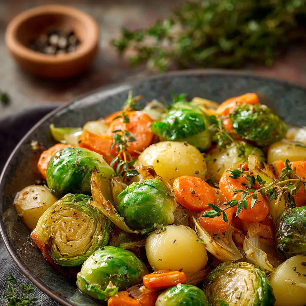 Recette savoureuse de poêlée paysanne aux choux de Bruxelles