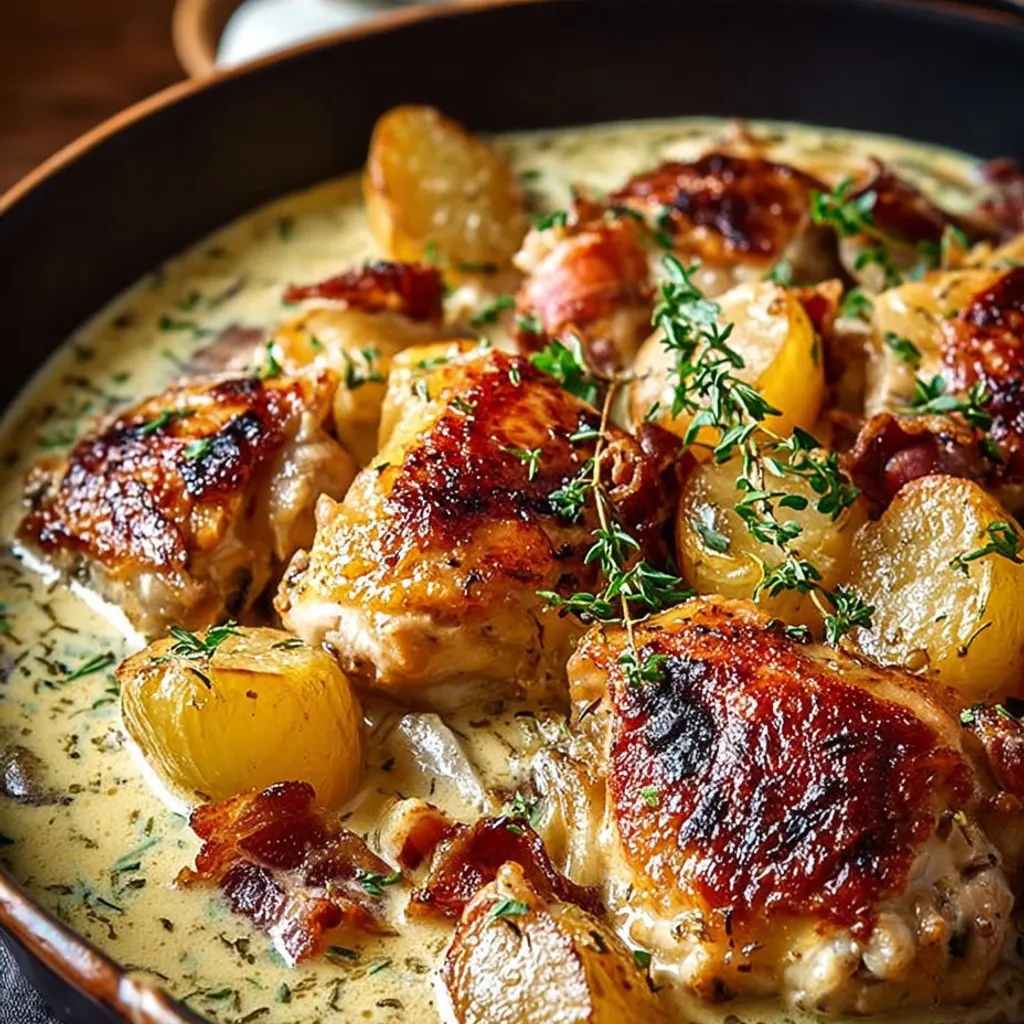 Recette savoureuse de Poulet à la Normande.