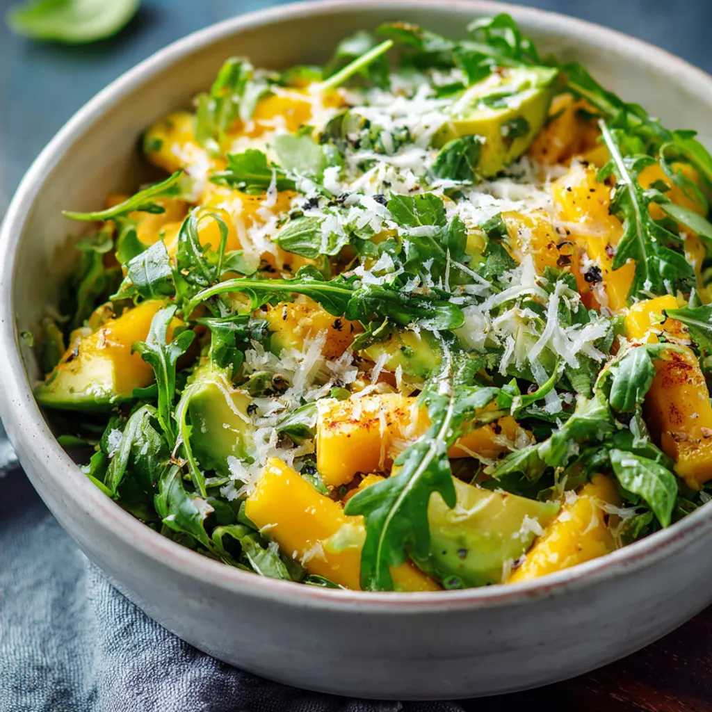 Salade Fraîcheur: Roquette, Avocat, Mangue