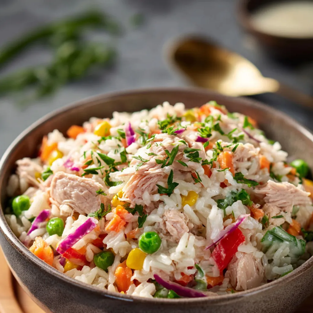 Salade riz crémeuse thon: recette fraîcheur et gourmande