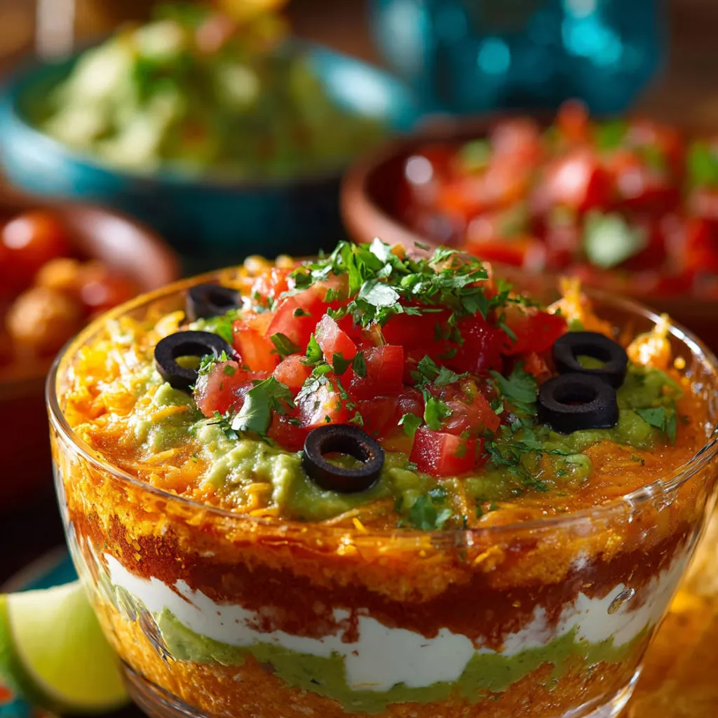 Trempette mexicaine étagée : recette savoureuse pour soirées festives.