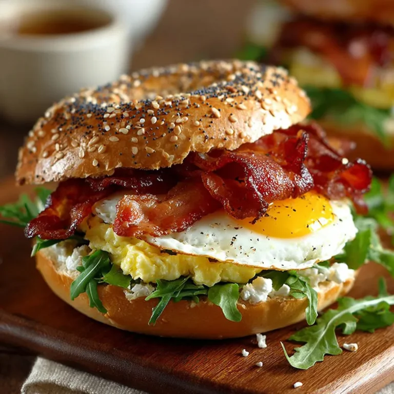 Délice matinal: sandwich bagel bacon et œufs frais