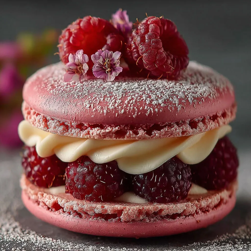 Délice XXL : Macaron Framboise Litchi Gourmand