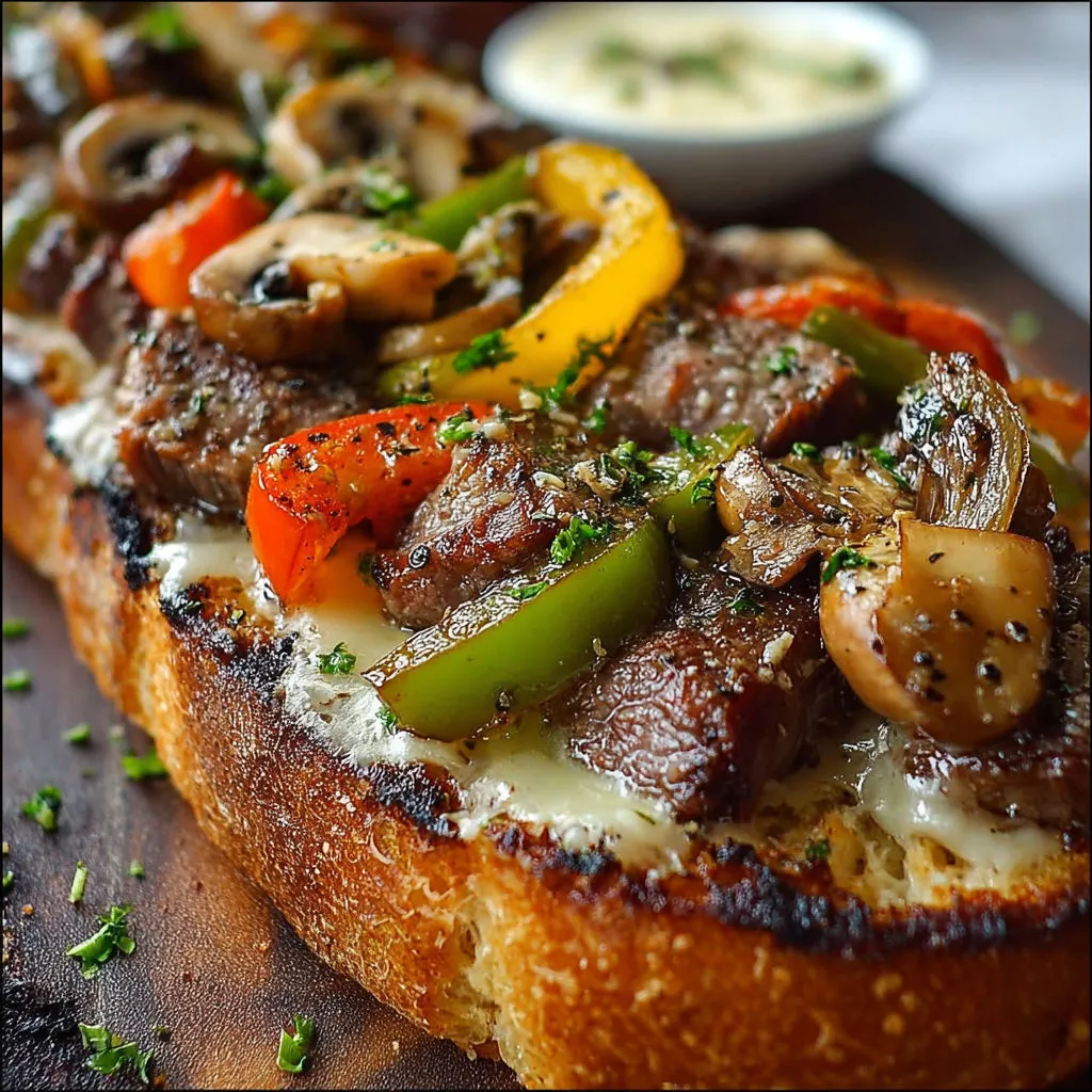 Délicieuse recette : Baguette au fromage style Philly cheesesteak