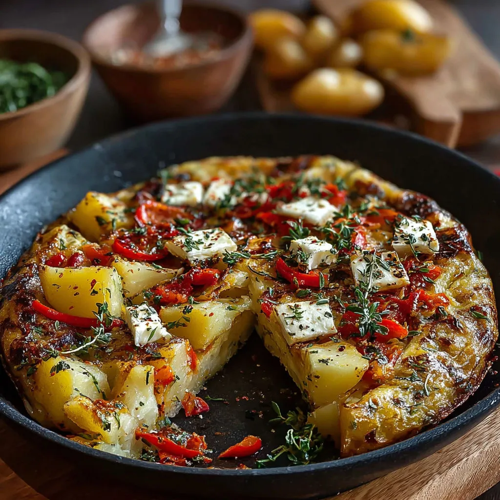 Délicieuse tortilla espagnole aux poivrons et fromage