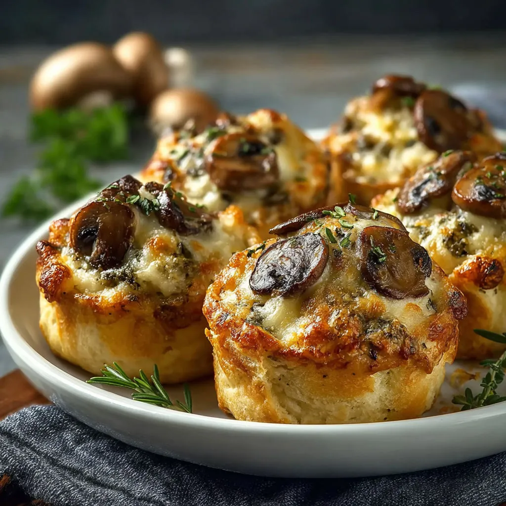 Délicieuses bouchées croustillantes aux champignons gratinés