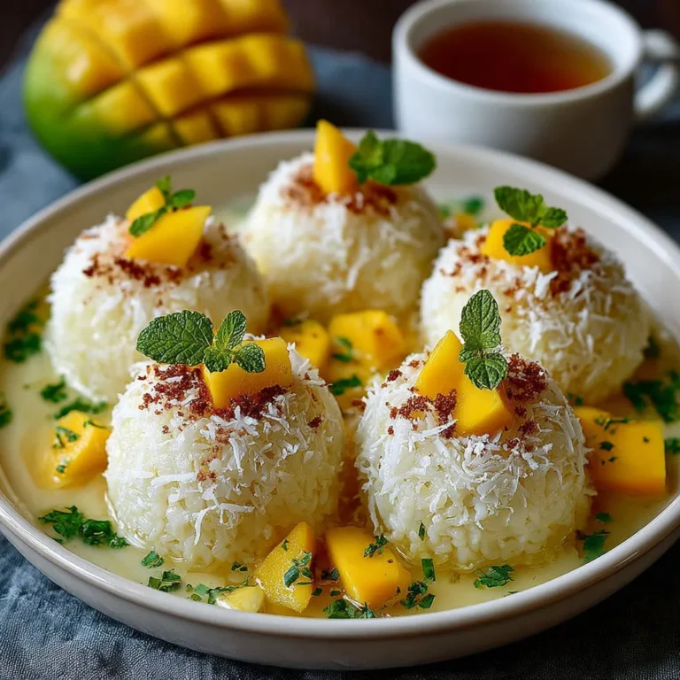 Délicieuses boulettes de riz à la noix de coco.