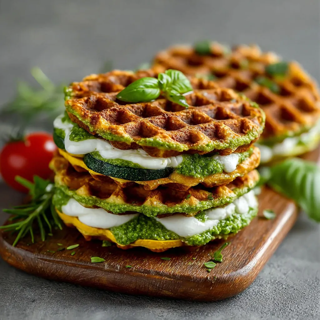 Délicieuses Gaufres Mozzarella aux Légumes Frais