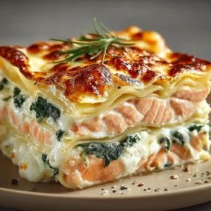 Délicieuses lasagnes au saumon frais, épinards et ricotta