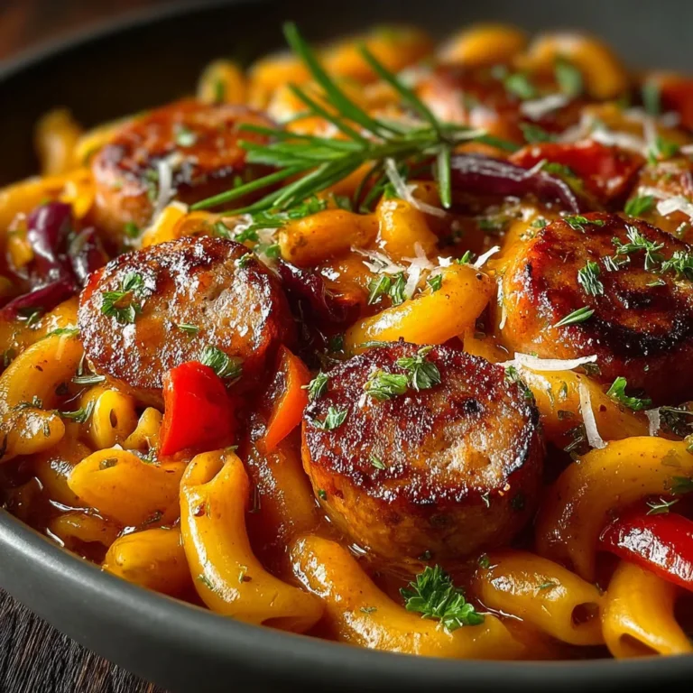 Délicieuses pâtes saucisse à la sauce BBQ épicée