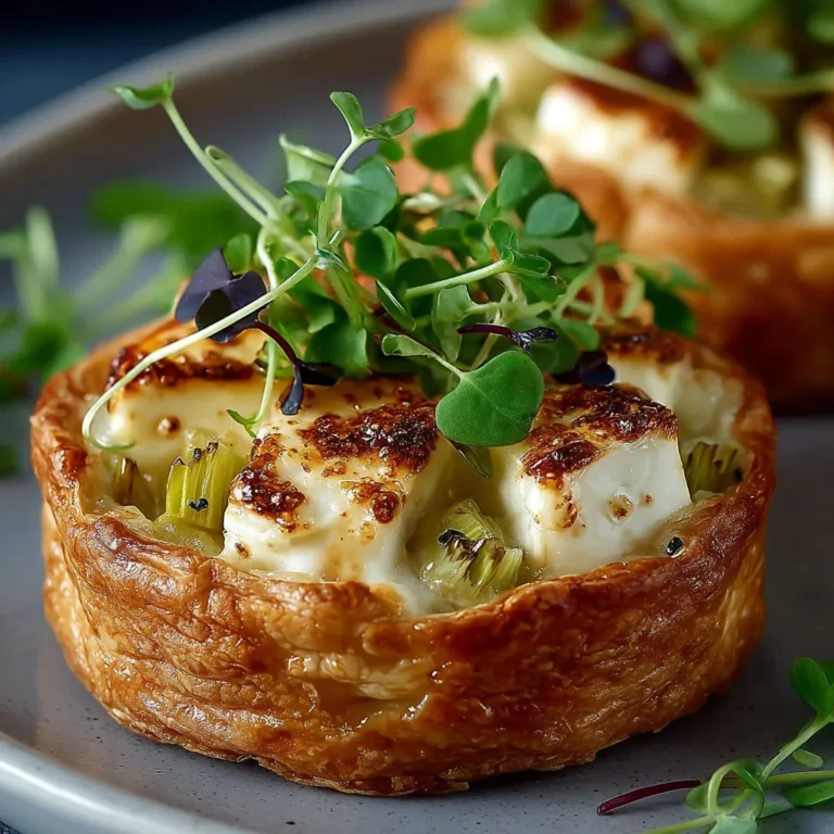 Délicieuses tartelettes au poireau, brie et feuilles de brick