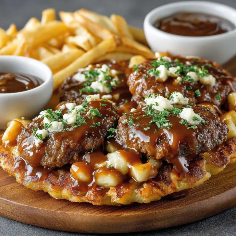 Délicieux burgers farcis au fromage enrobés de sauce poutine
