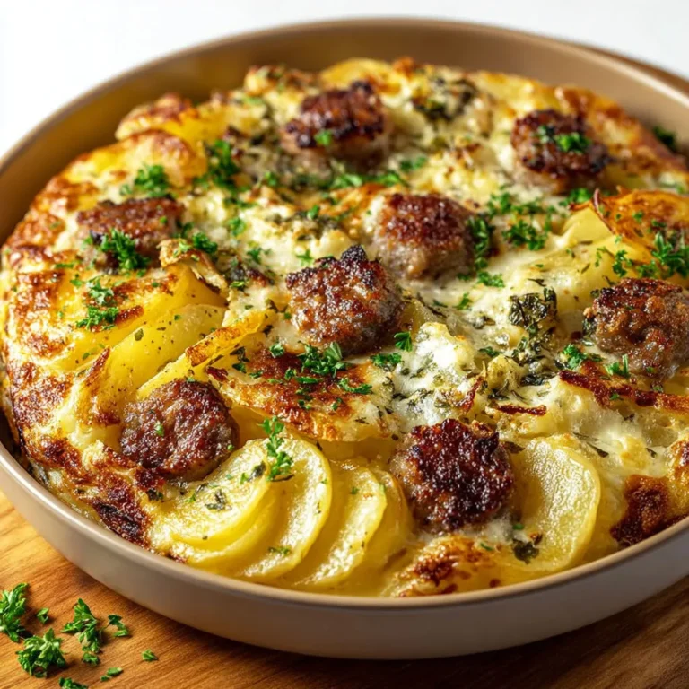 Délicieux gratin pommes-saucisses pour un petit-déjeuner gourmand