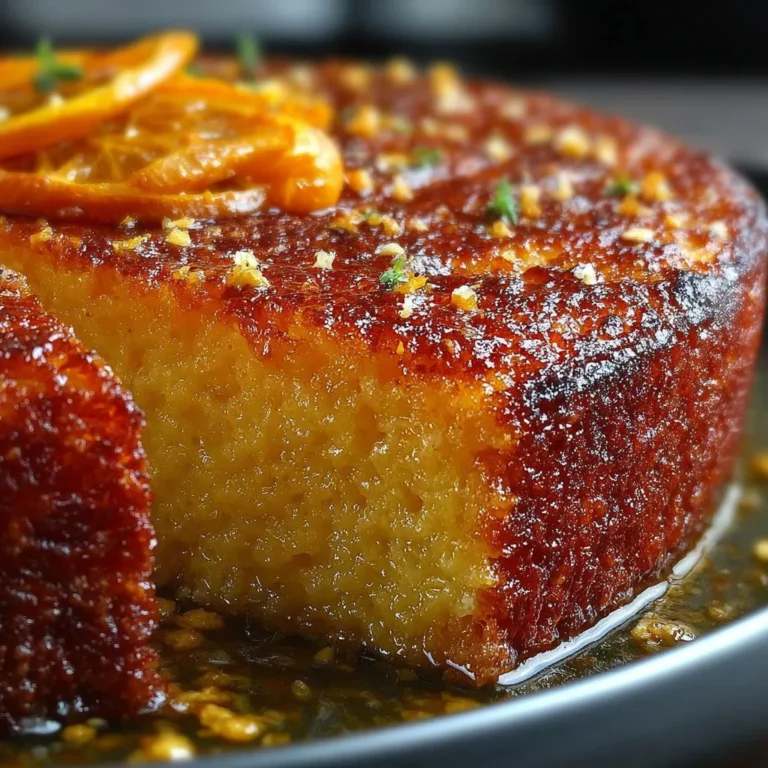 Délicieux gâteau à la semoule parfumé à l'orange et à la vanille