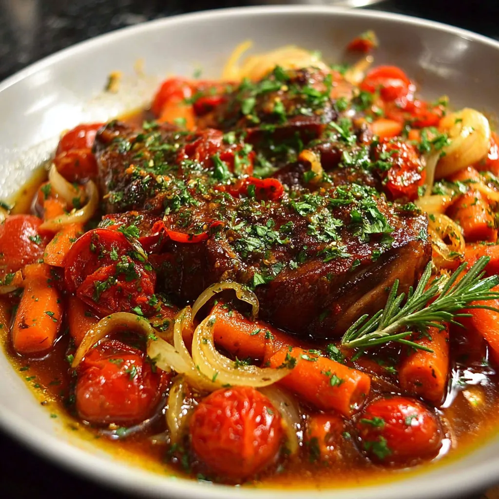 Délicieux Jarret de Veau Braisé aux Légumes