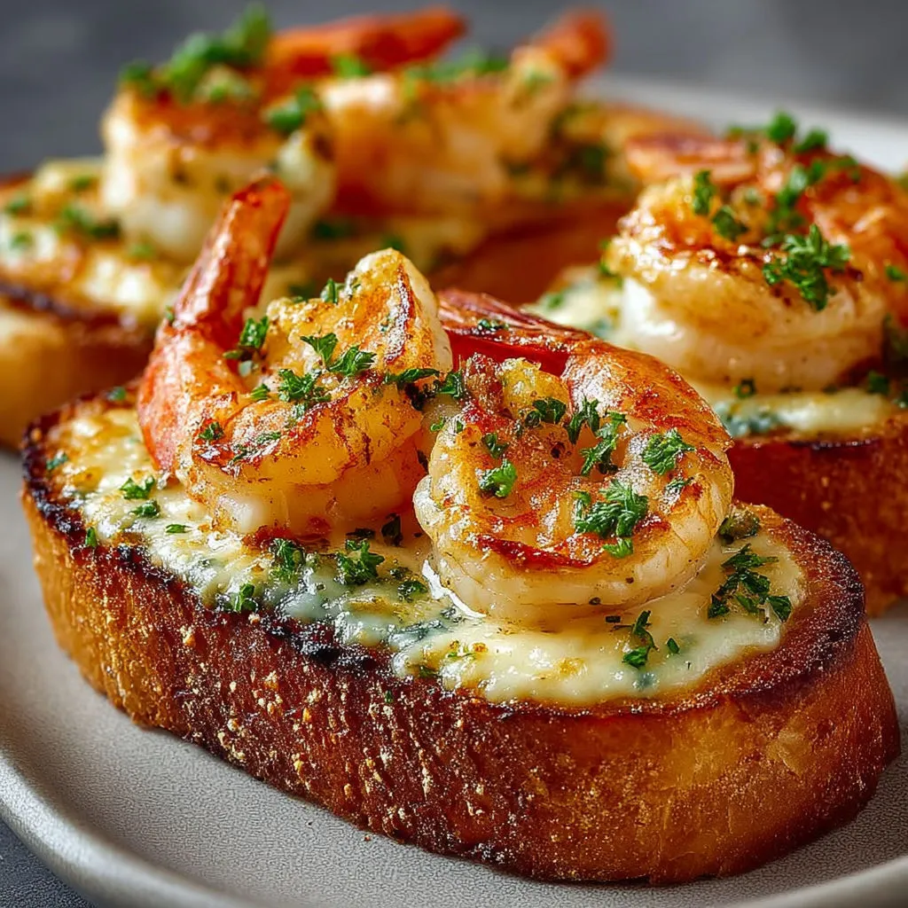 Délicieux pain à l'ail aux crevettes et au fromage