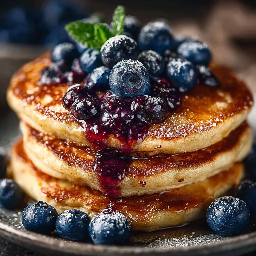 Délicieux pancakes protéinés à la myrtille, parfait pour petit-déjeuner