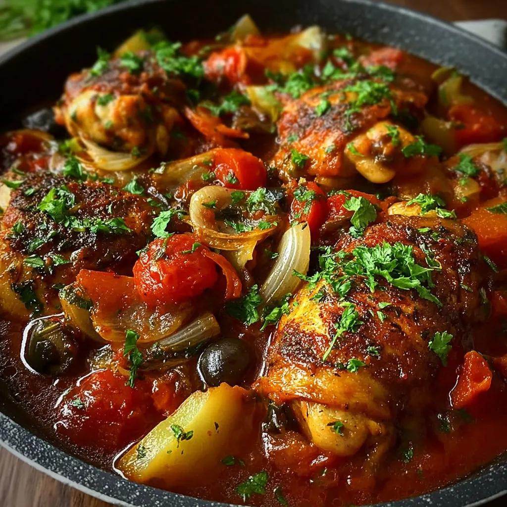 Délicieux Poulet Cacciatore en Sauce Tomate Fraîche