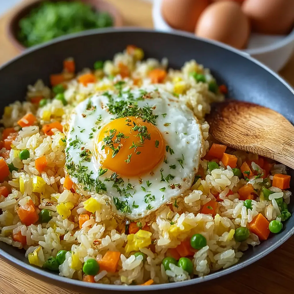Délicieux riz sauté aux légumes et œuf : recette facile