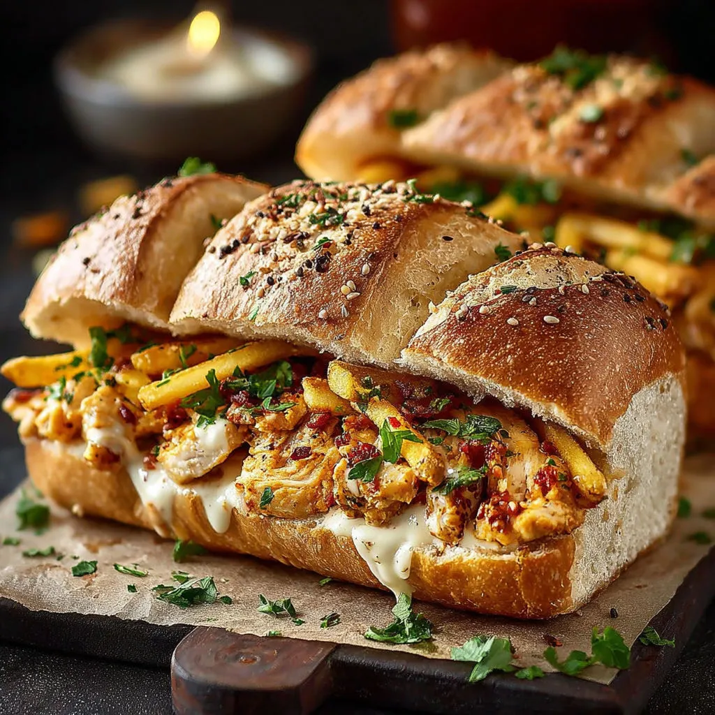 Délicieux sandwich poulet frites aux saveurs marocaines