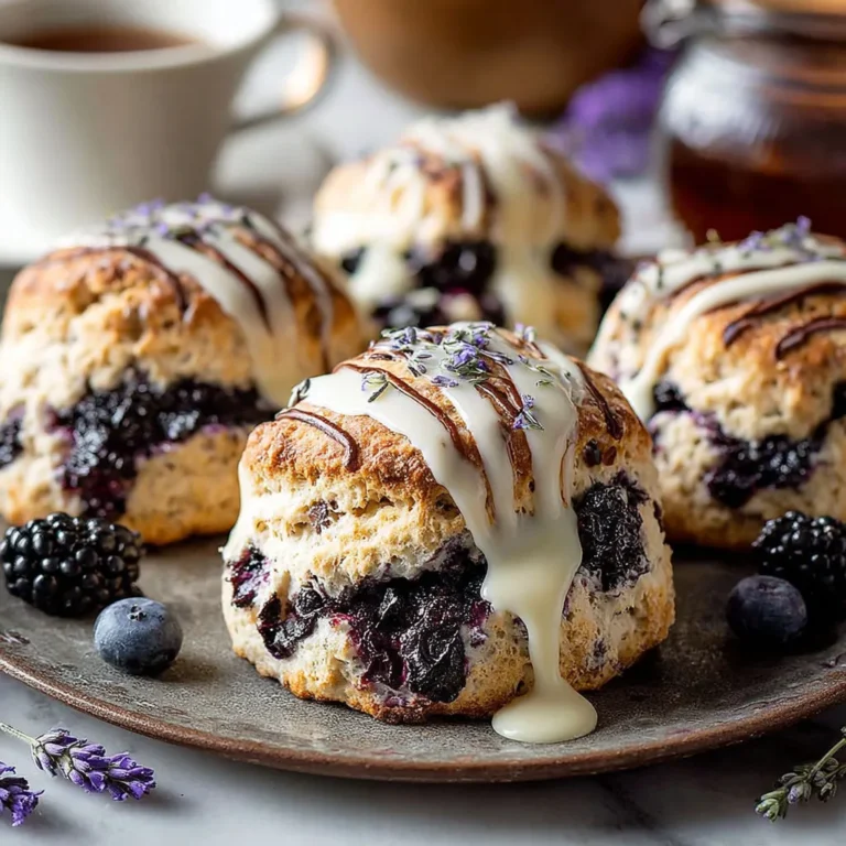 Délicieux scones aux mûres, lavande et chocolat blanc