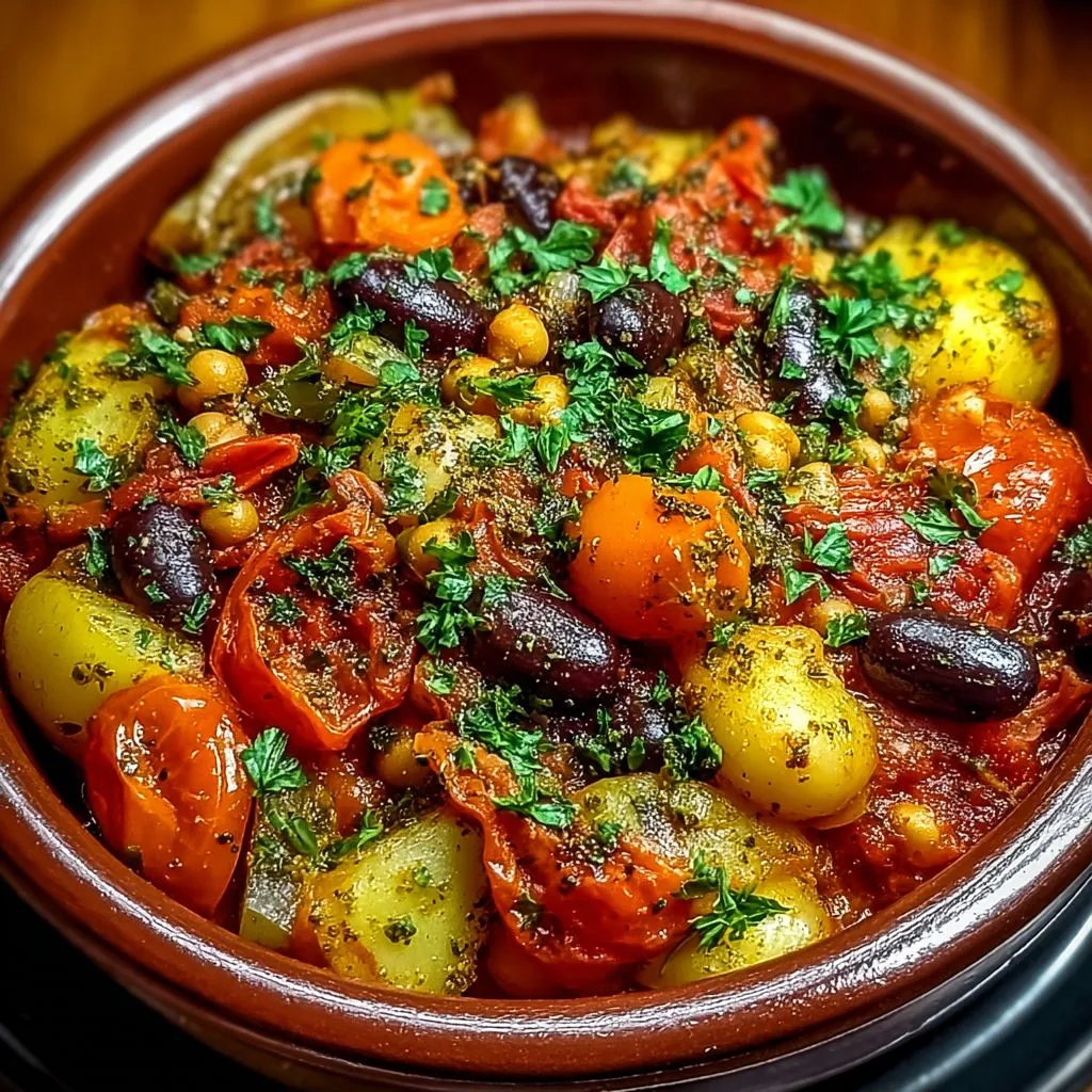 Délicieux tajine végétarien aux légumes mijotés