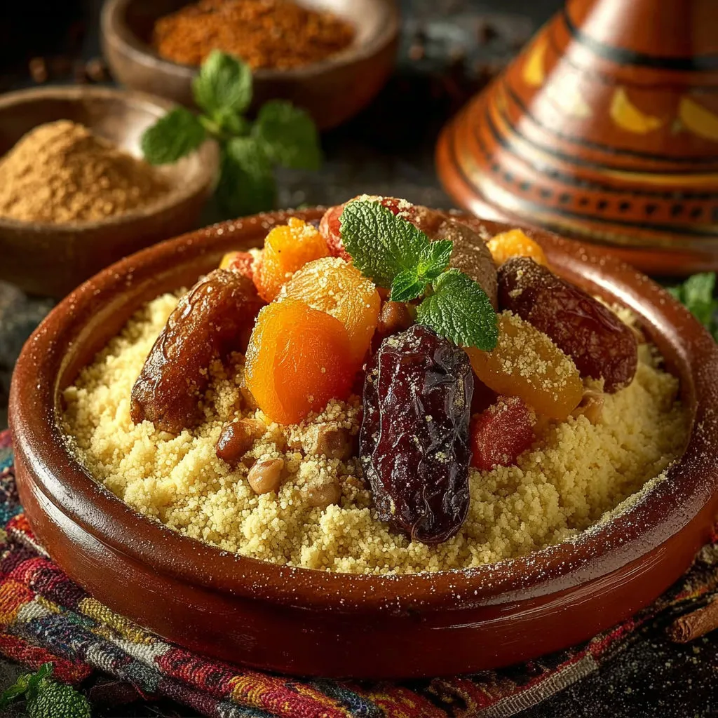 Recette du délicieux Couscous Royal Algérien aux épices.